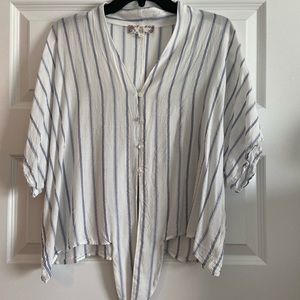 Pink rose tie up shirt
